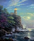 Thomas Kinkade Famous Paintings - Split Rock Light